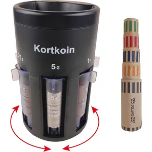 Automatic Coin Sorter 5-in-1 Coin Counter with Coin Wrappers, Empty Piggy Bank Coin Holder Jar Quickly & Accurate as Change Sorter Machine, Widely Used at Home, Office & Store. Easy to Use