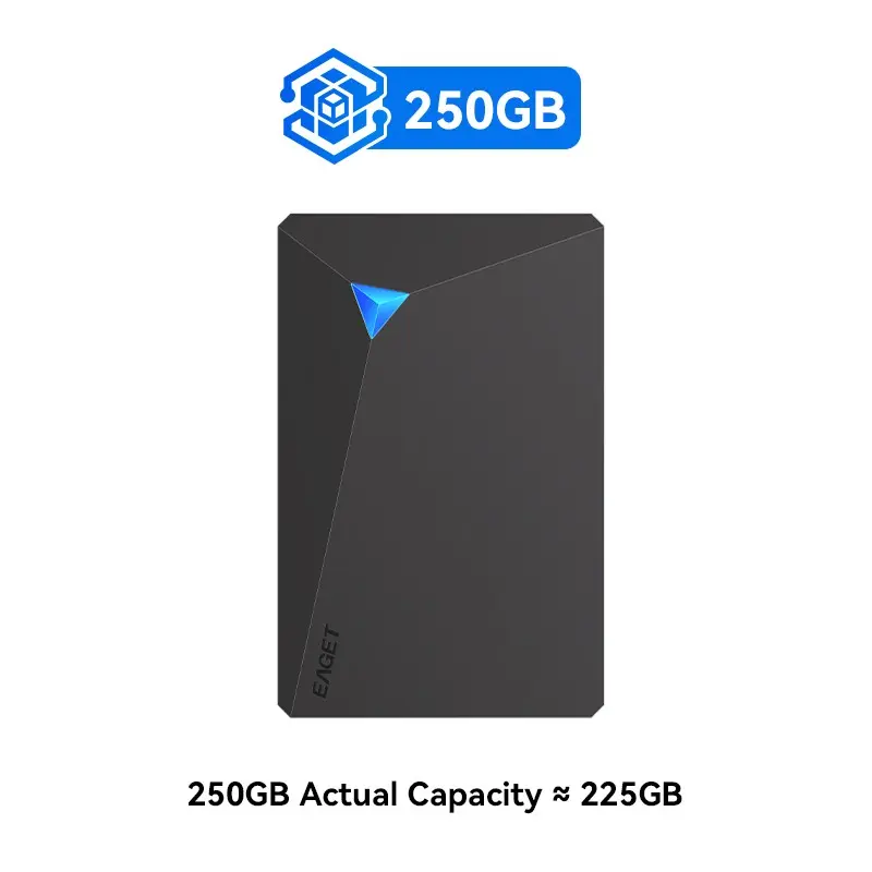 EAGET G20 250GB Portable External Hard Drive USB3.0 5Gbps ABS Silent Mechanical HDD Plug & Play Laptop PC Phone TV File Video Backup Storage - externalharddrive,portablehdd,datastorage - officedatagift,pcupgradegift,birthdaygift