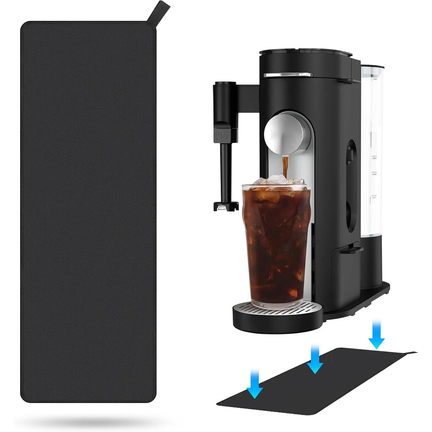 Sliding Pad for  Single Serve Coffee Maker PB051 and PB041, Anti Slip Base Sliding Mat for  Moving, with  Strap, Accessories Fit for  Coffee Machine PB051/PB041, Black