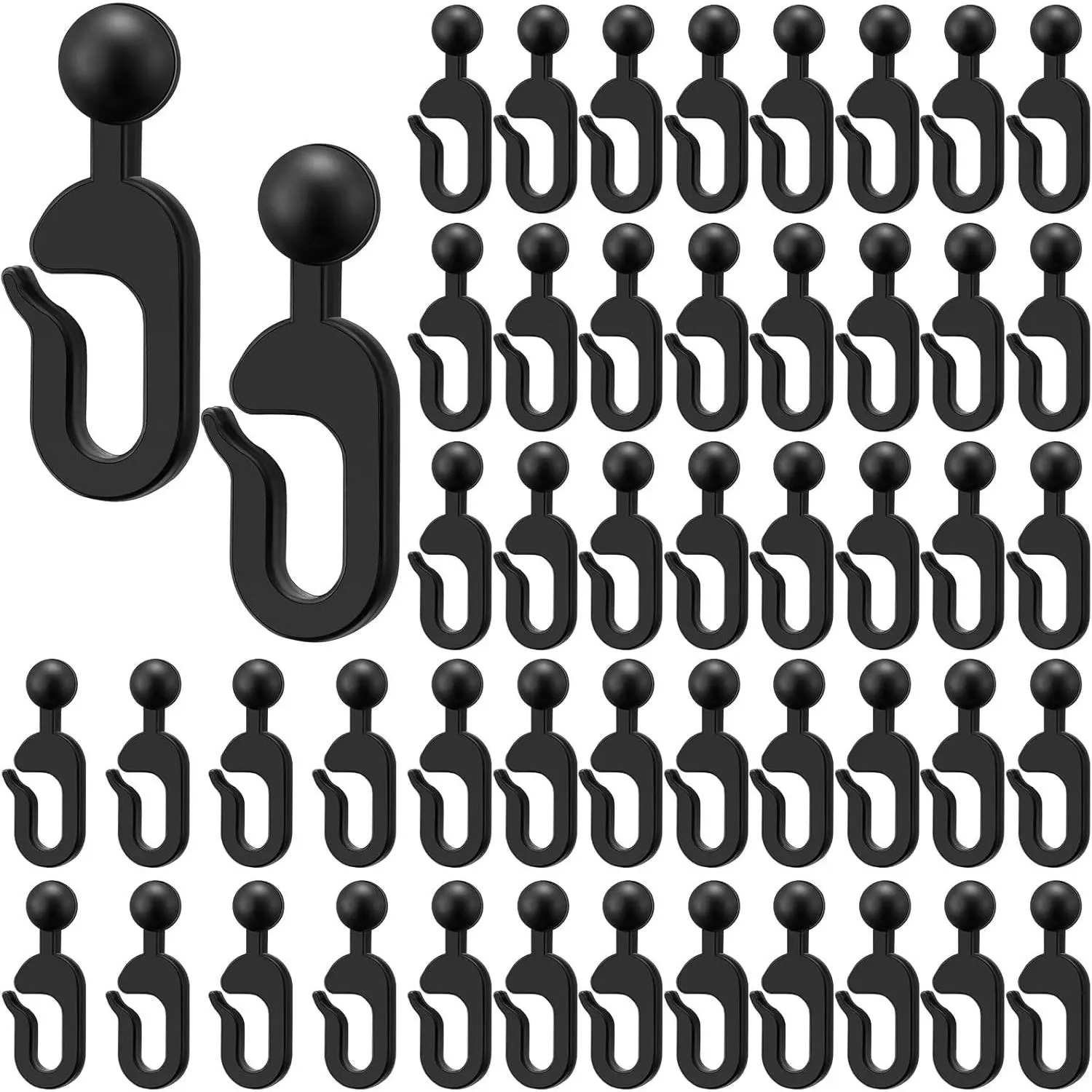50 Pack Plastic Hooks for Gazebo Curtains and Mosquito Netting Black Curtain Track Hooks Gazebo Accessories for Outdoor Hotel