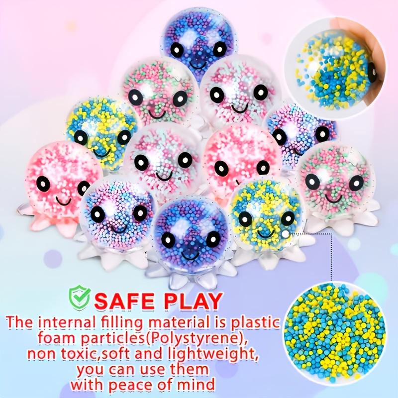 3 Cute Octopus Soft Stress Balls - Colorful Beads Suitable for Children and Adults, Christmas, Halloween, Thanksgiving Gifts, Toys |   Colorful soft balls |   Transparent ball, random color
