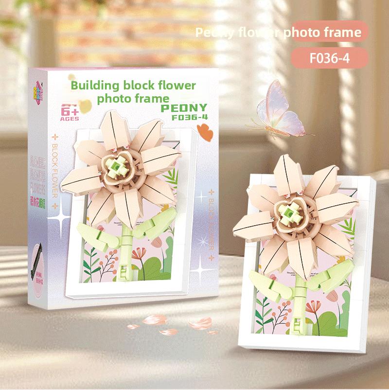 Picture frame, building blocks, bouquet, preserved flowers, carnations, sunflowers, DIY girls' holiday