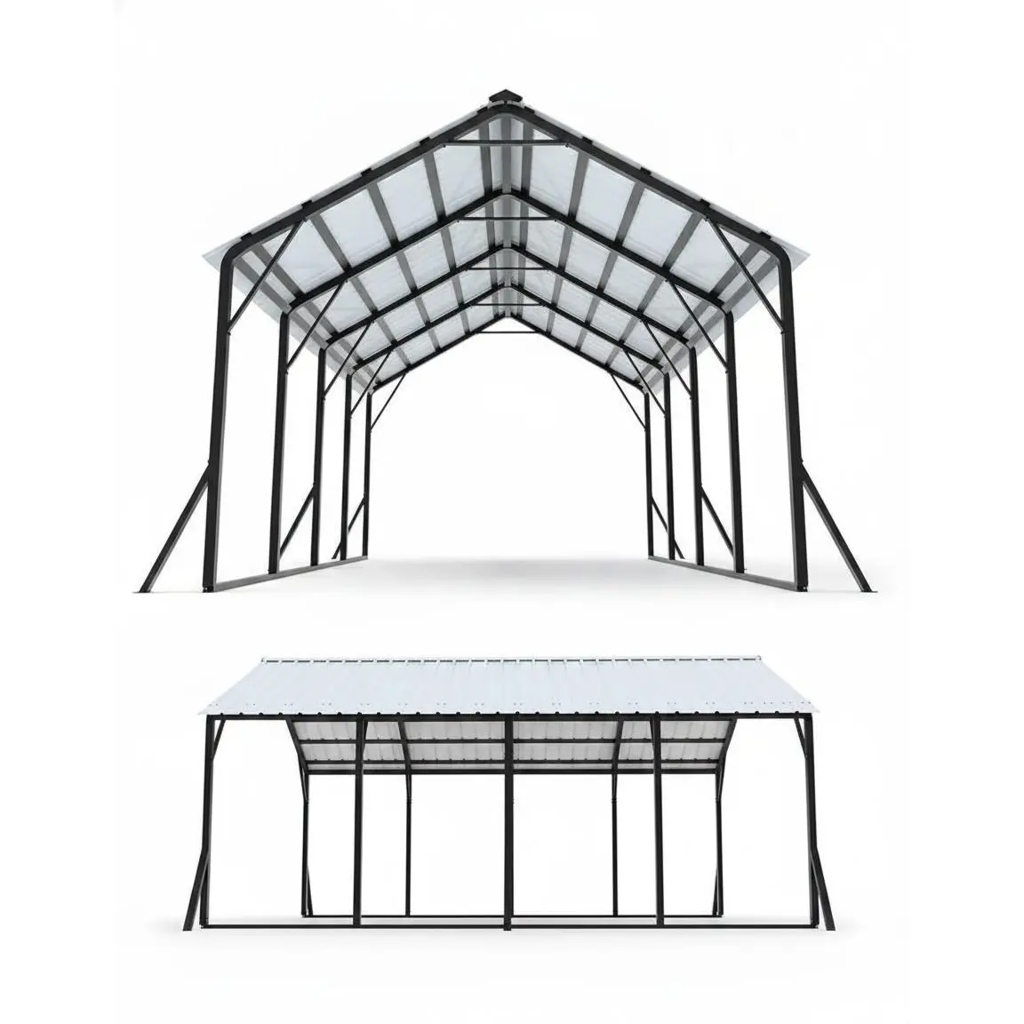 13' x 21' x 11' Heavy-Duty 19-Ga Steel Vehicle Shelter Kit Form, 133" High-Clearance 120° Steep-Pitch Vertical Roof, Weather Protection for Trucks & Campers