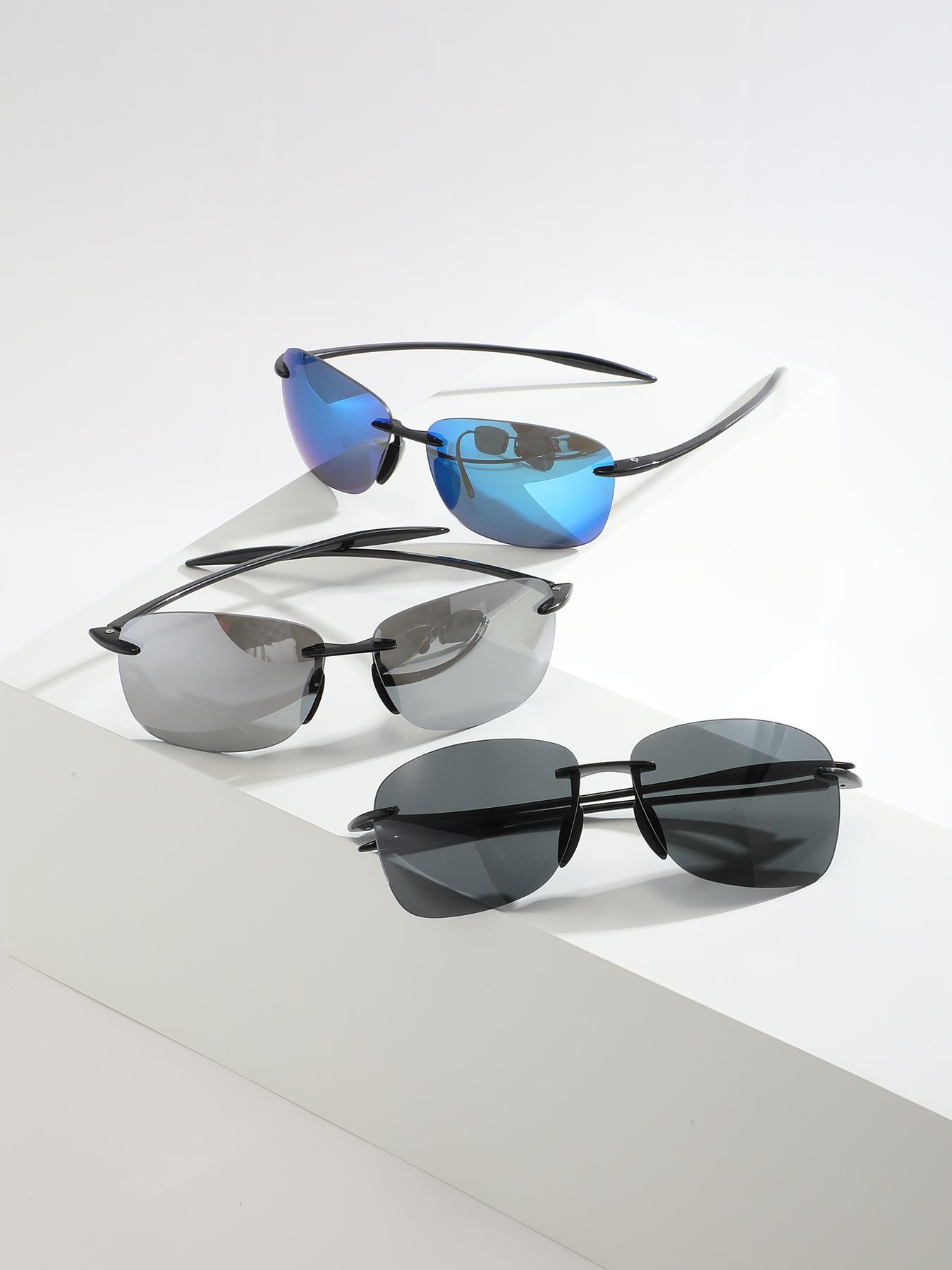 Men's Trendy Rimless Sunglasses, Outdoor Sports Cycling Mountain Sunglasses, Uv400 Protection Sunglasses for Everyday Use and Outdoor Activities