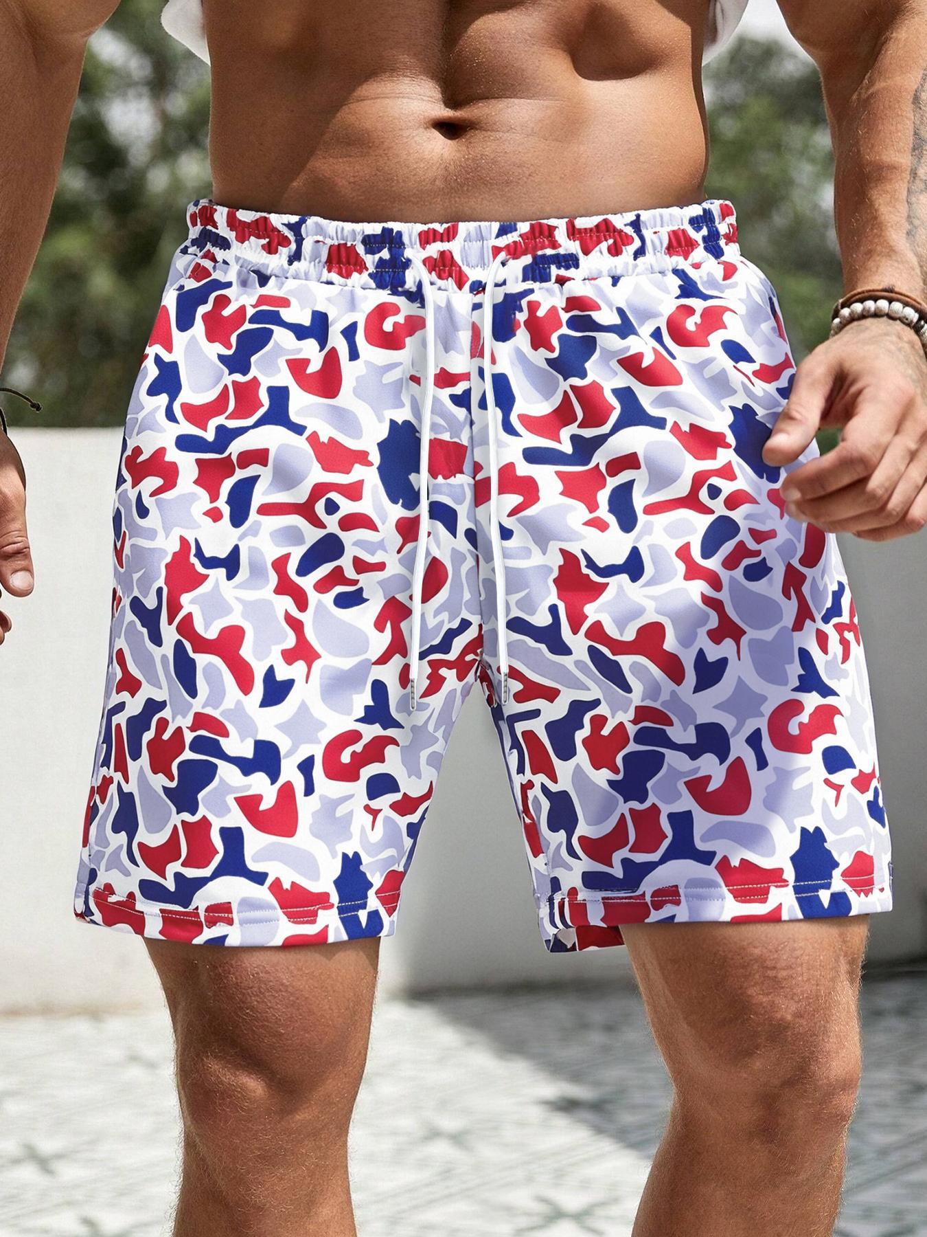 Men's Camo Print Shorts, Casual Sport Shorts, Summer Style Shorts, Menswear, Regular Fit Casual Street Comfy Breathable Tropical Shorts for Summer, Men's Bottoms for Daily Wear