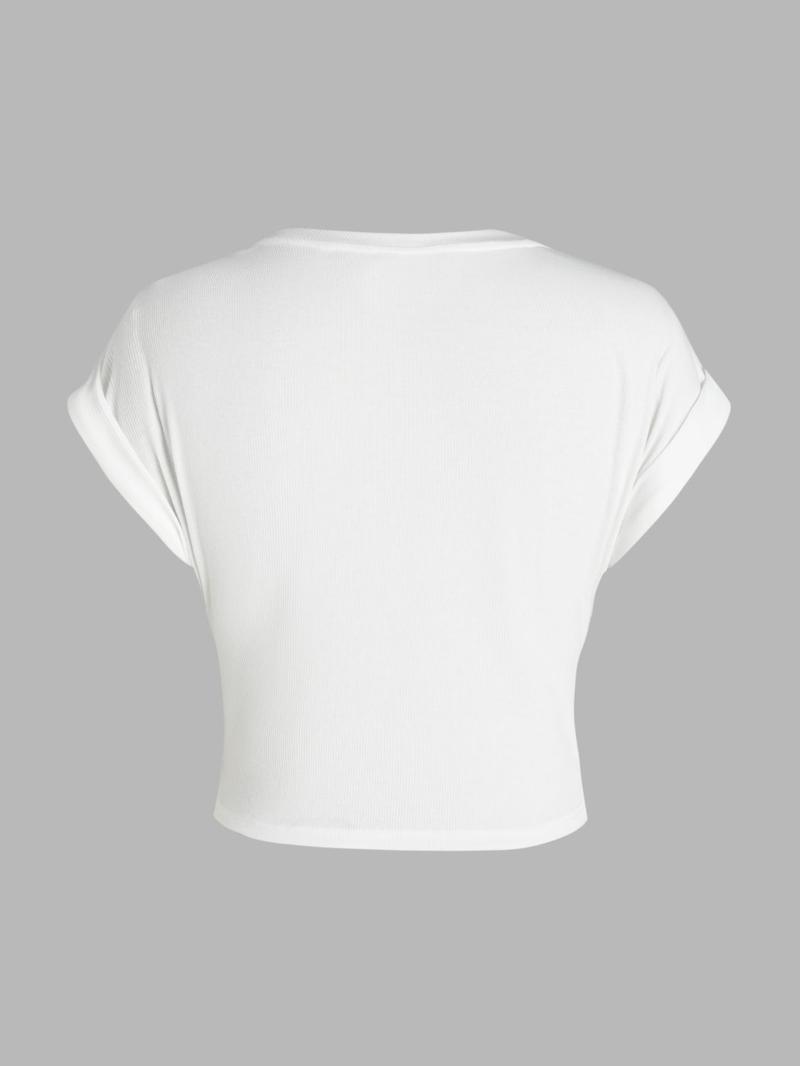 Women's Plain V Neck Tee, Casual Short Sleeve T-Shirt for Summer, Ladies Clothes for Daily Wear