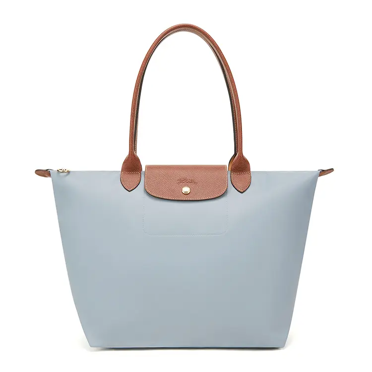 Longchamp Le Pliage Zip Tote Bag for Women – Recycled Canvas, Grey-Blue
