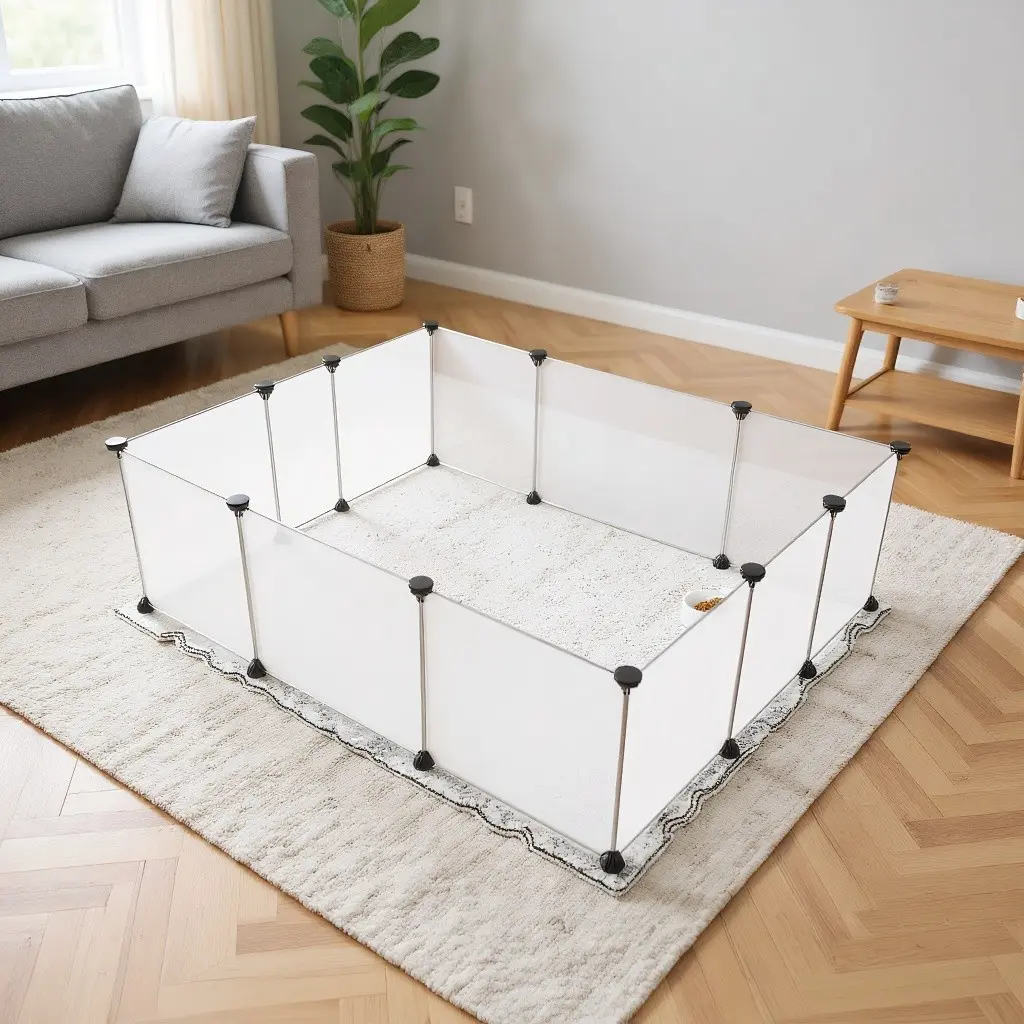 12/ 24 Panels Portable Small Animals Playpen, 56"x 28"x 14" Transparent Pet Playpen, Portable Silicone Enclosure, Puppy Play Pen for Indoors Outdoor Pet Fence for Guinea Pigs, Bunny, Ferrets, Hamsters, Hedgehogs, Christmas Gift