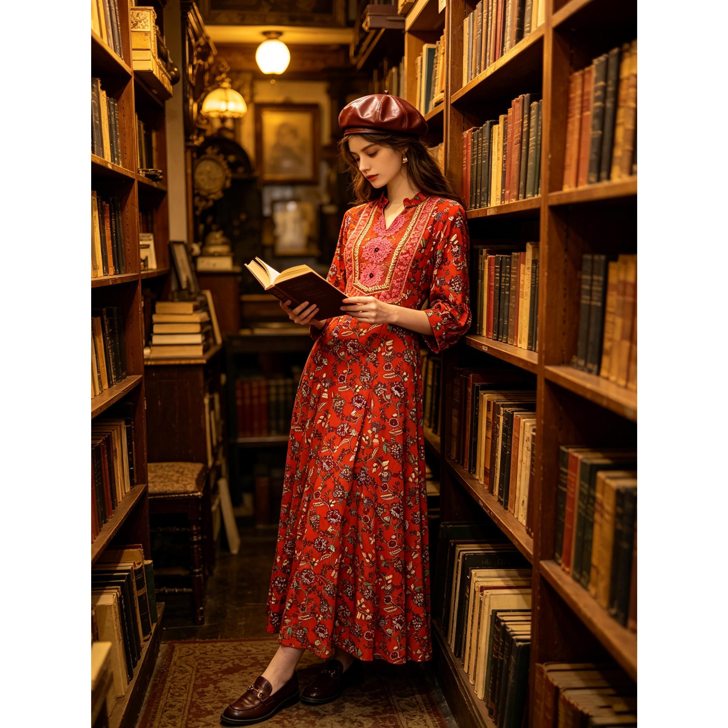 Boho Floral Rust Orange Maxi Dress Flowy Autumn Vacation Gown | S-XL Inclusive Fit | Perfect for Autumn Wedding Guest, Festivals & Sunset Photo Shoots