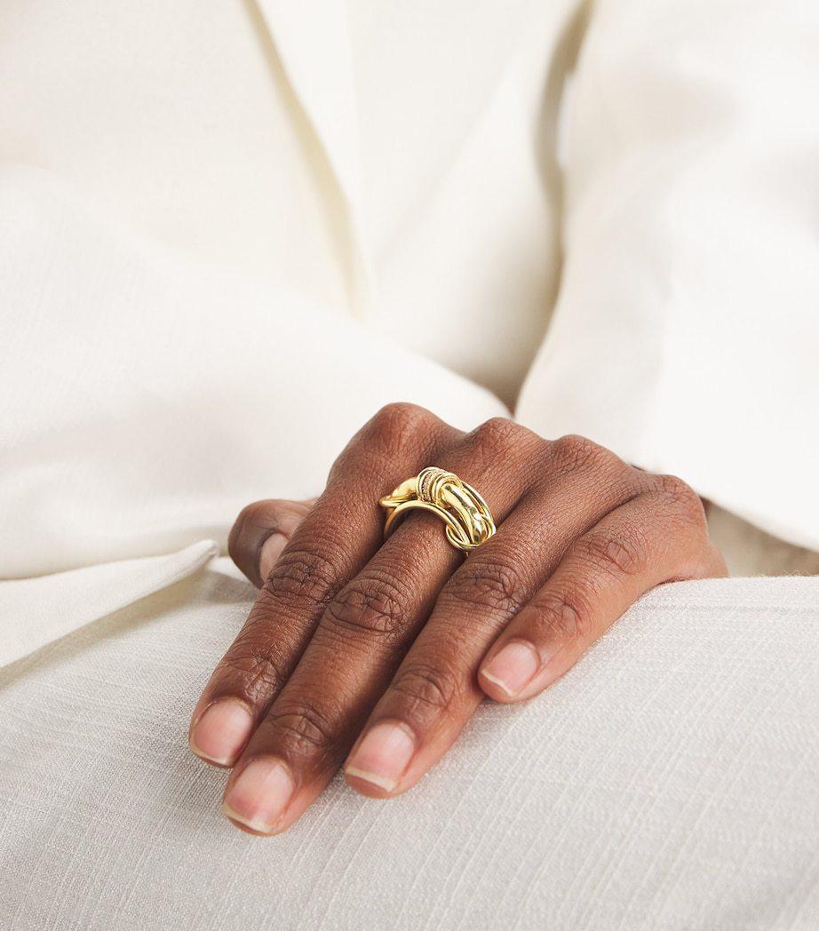 Interlocking Triple Band Ring, Micro Paved Blue Sapphire CZ Knot Ring, Luxury Statement Jewelry for Daily Wear & Parties, Perfect Gift Interlocking Triple Band Ring, Micro Paved Blue Sapphire CZ Knot Ring, Luxury Statement Jewelry for Daily Wear & Parties, Perfect Gift