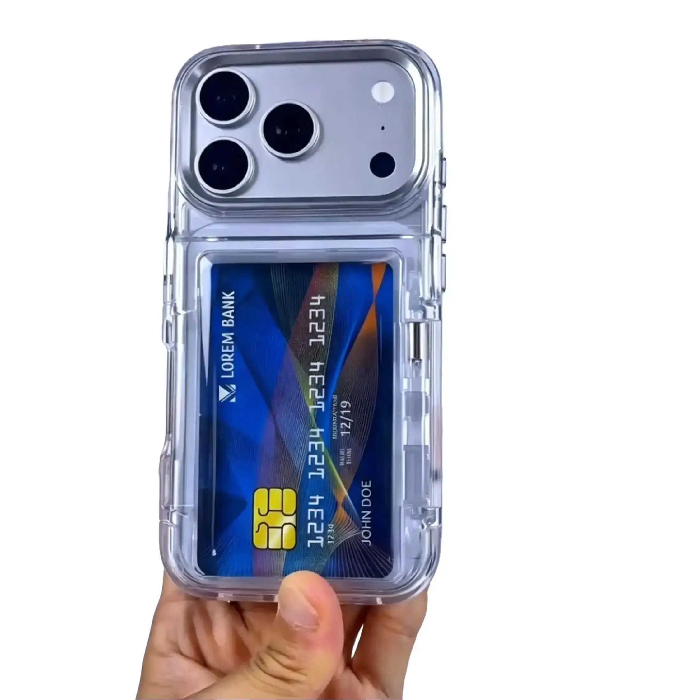 Transparent Card Holder Phone Case  for iPhone 17/16/15/14/13/12/11 Pro Max Pro Plus | DIY for printing photos,Slim Soft Silicone, Shockproof, Stylish Couple Case for Men & Women Cellphone Smartphone