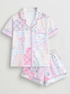 Sweet Floral Pajamas for Women, Loose Fit Short Sleeve & Shorts Set, Breathable Summer Sleepwear, Comfortable Home Wear