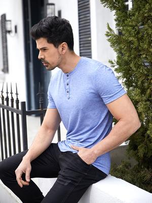 PASLTER  Men Short/Long Sleeve T-Shirt Casual Solid Color Button-up Henley Shirt V Neck Tee Tops M4B039 Menswear Streetwear