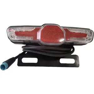 E-Bike Tail Light with Brake Light and Turn Signal, IPX4 Waterproof, 36V/48V, Rear Rack Mount, 15 Lumen, ABS,4-pin White Border taillight
