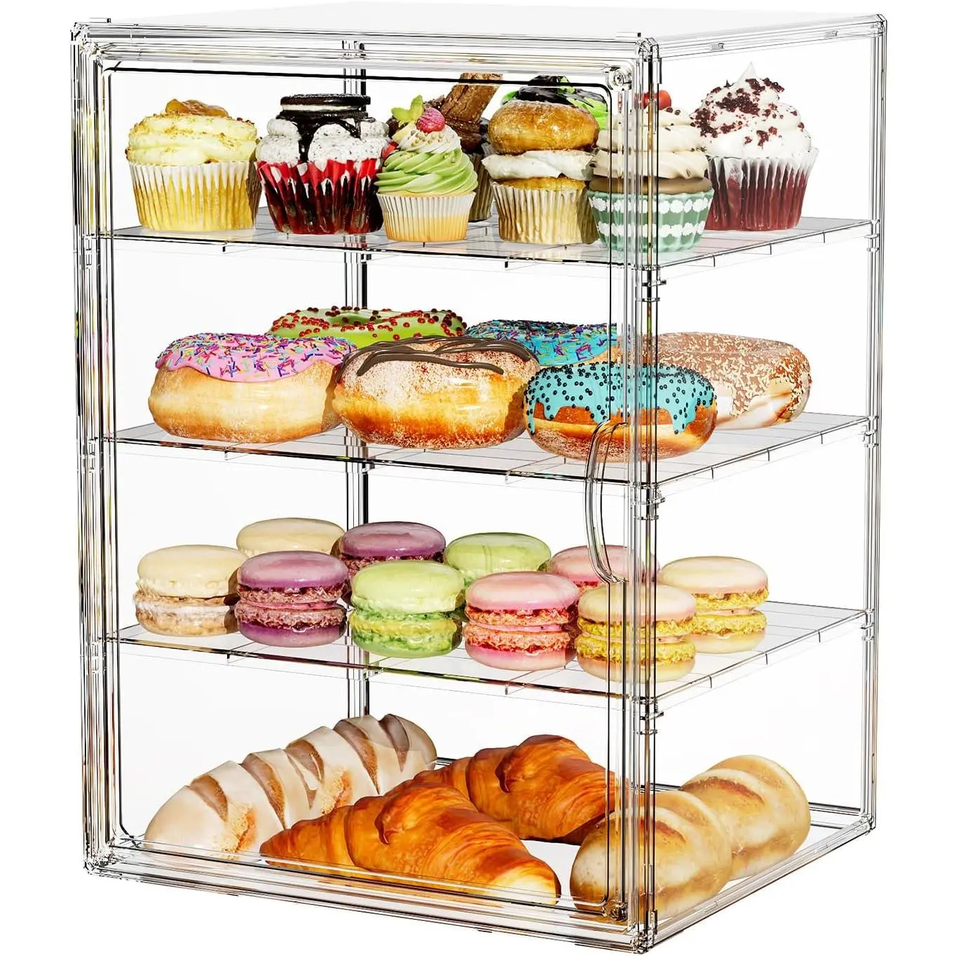 4 Tier Acrylic Cardboard Cupcake Tower Holder Dessert Pastry Cookie Display Stand Case with Lid for Birthday Wedding Party Decoration Large Adjustable XXL Bread Box