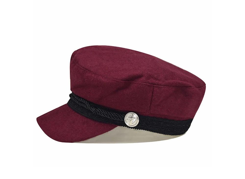 Fashion Women Men  Spring Autumn Sailor Black Ladies Beret Top Captain Cap Travel  Octagonal Hat