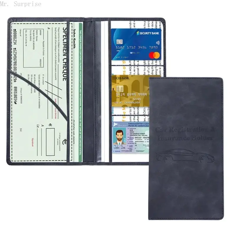 Men's Leather Car Document Holder, Compact Multi-Slot Organizer with Stainless Steel Accents for Daily Driving & Road Trips, Road Trip, Portable, Male