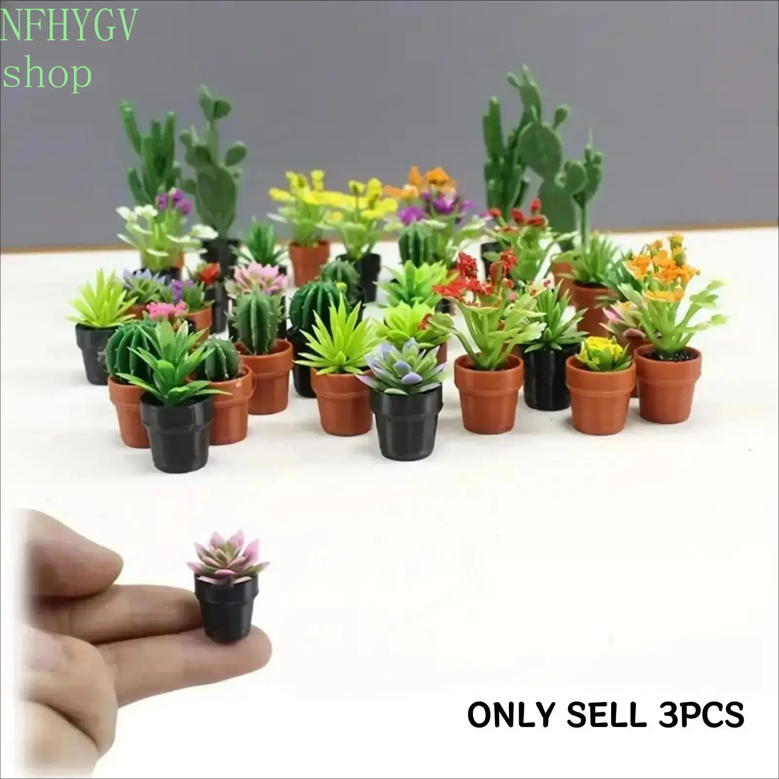 3-Piece Miniature Potted Plant Set With Assorted Synthetic Succulents And Cacti, Lifelike Plastic Decorative Mini Ornaments Suitable For Dollhouse Layouts And Christmas Scene Decoration
