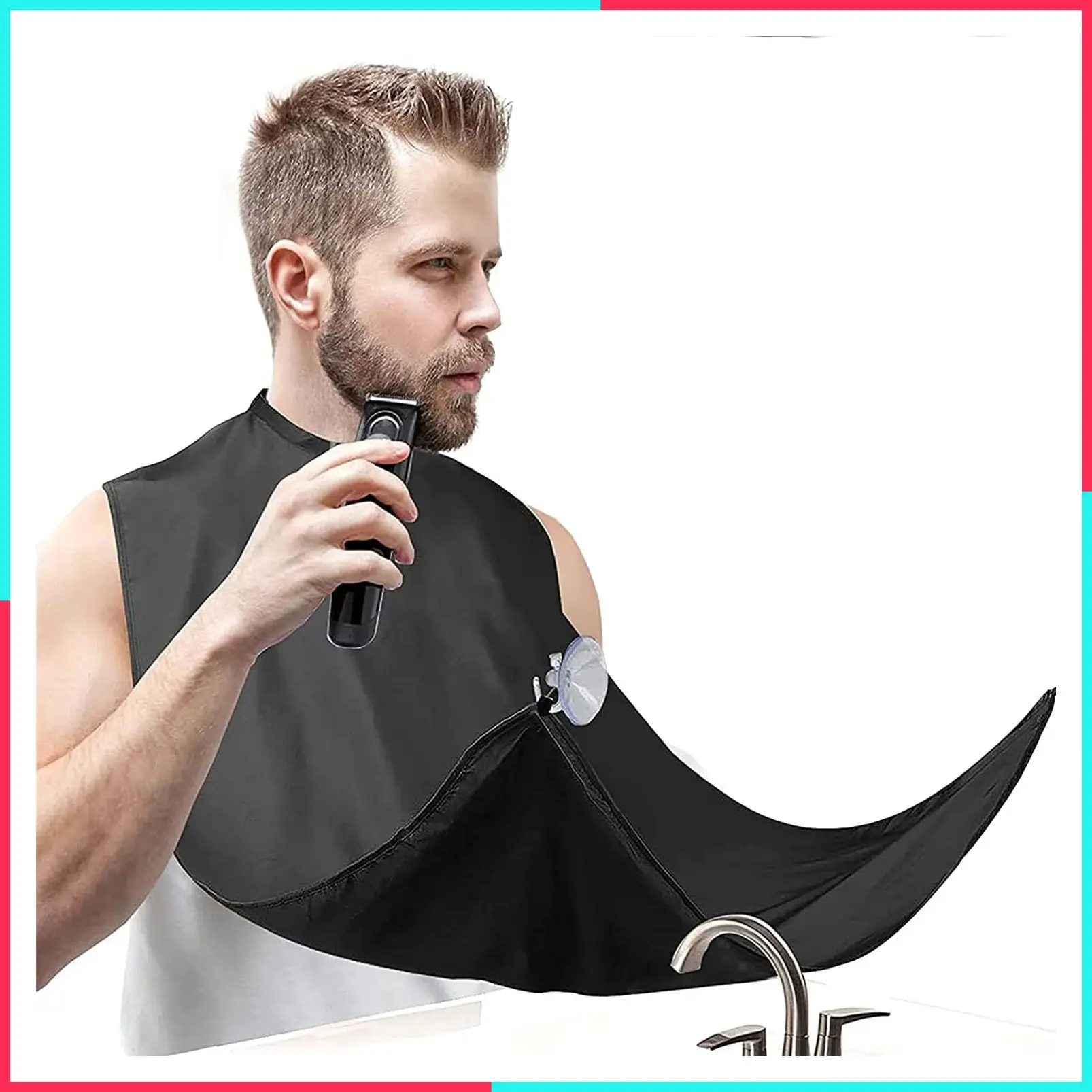 Beard Trimming Catcher Bib - Black Beard Apron for Men - Christmas Stocking Stuffers, Gifts for Dad, Husband, Boyfriend from Daughter, Son, Valentine's Day, Father's Day, Anniversary