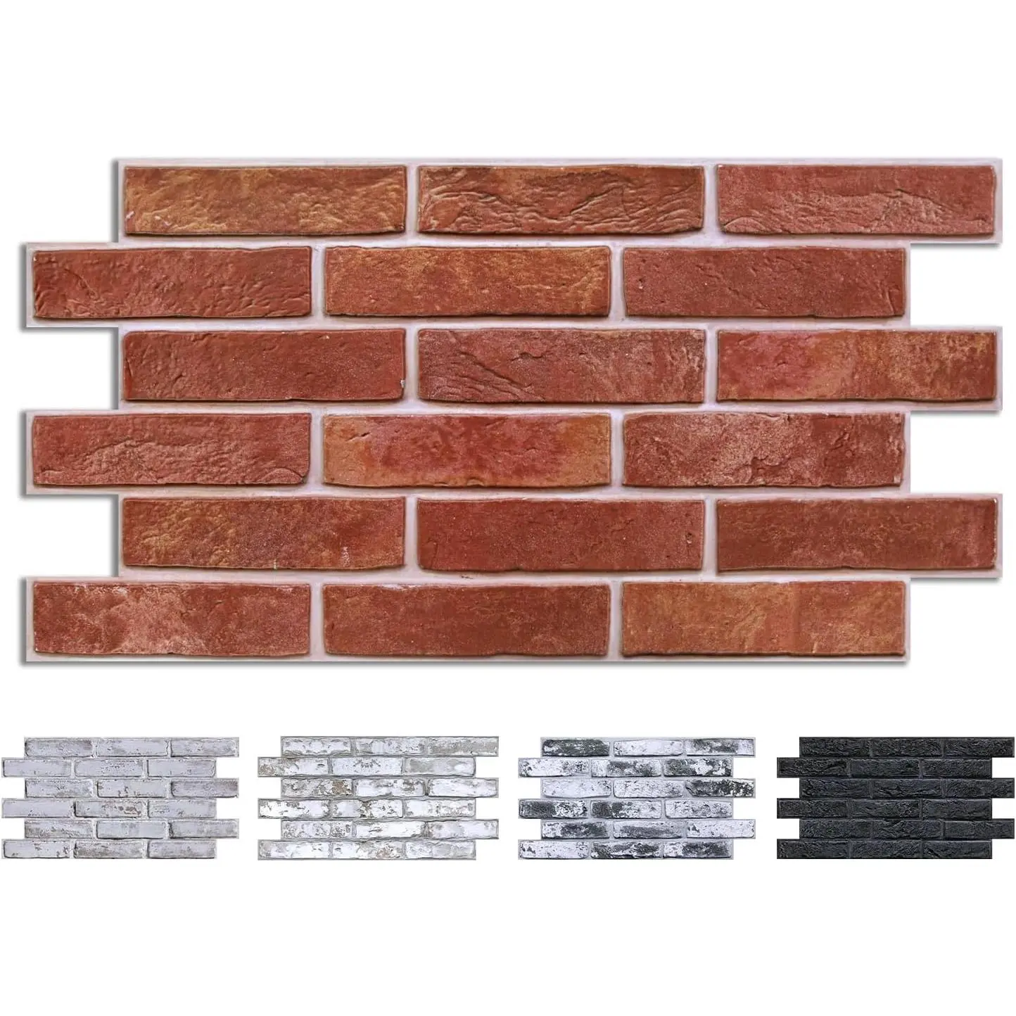 Red Faux Brick Wall Panel Peel and Stick Wall Stickers, 12 count of 22.8" x 11.8", DIY Lightweight PVC  Brick Decorative Wall Covering Backsplash Interior Decor,Covers 22.48 sq.ft