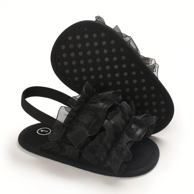 Baby Lace Trim Soft Soled Shoes Infant First Walkers Formal Outfits Newborn Sandals Hundred Day Celebration