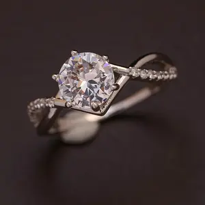 Elegant Twisted Solitaire Engagement Ring For Women Luxurious Sparkling Accent Bridal Band Timeless Costume Jewelry Gift For Anniversaries Special Occasions