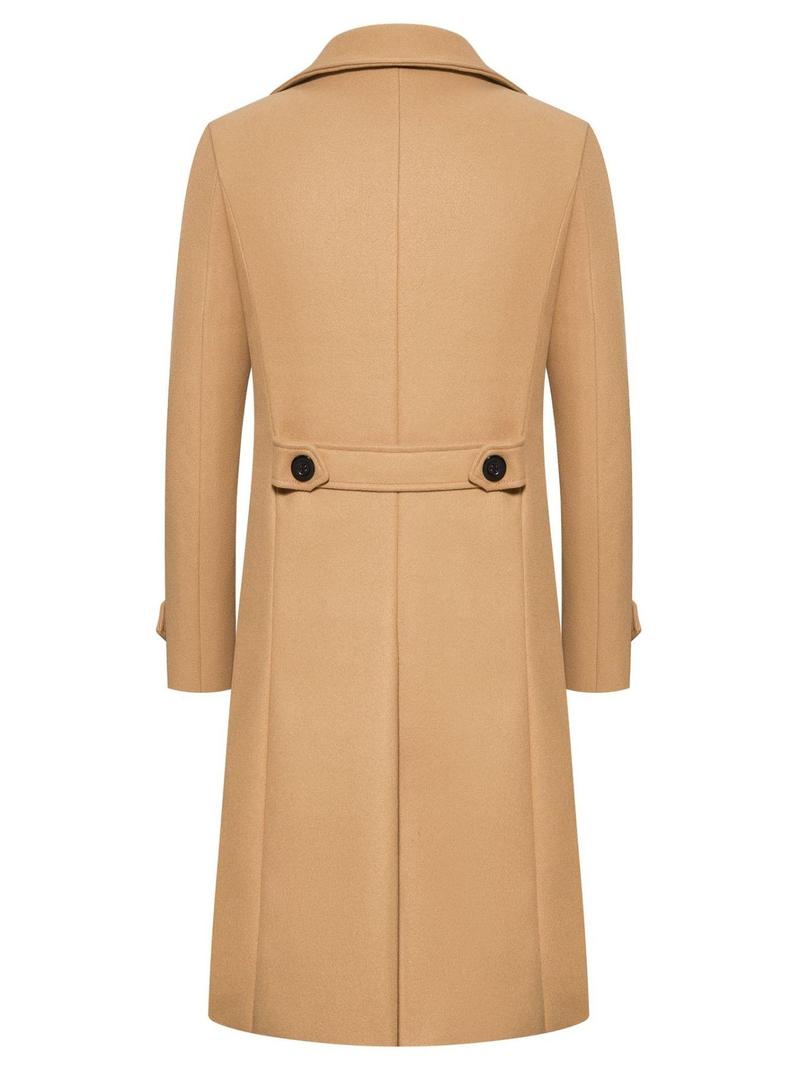 Men's Solid Double-Breasted Pocket Trench Coat Jackets, Regular Fit Casual Long Sleeve Lapel Neckline Coat for Fall & Winter, Men's Clothes for Daily Wear Men's Solid Double-Breasted Pocket Trench Coat Jackets, Regular Fit Casual Long Sleeve Lapel Neckline Coat for Fall & Winter, Men's Clothes for Daily Wear