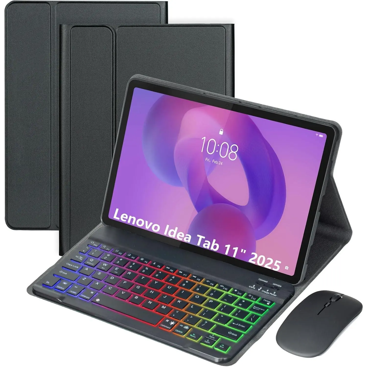 Keyboard Case for  Idea Tab 11-inch 2025 Models (TB-336ZU/TB-336FU) and , 7-Color Backlit  Detachable  Keyboard, Ultra-Thin Multi-Angle Folio Cover,Black