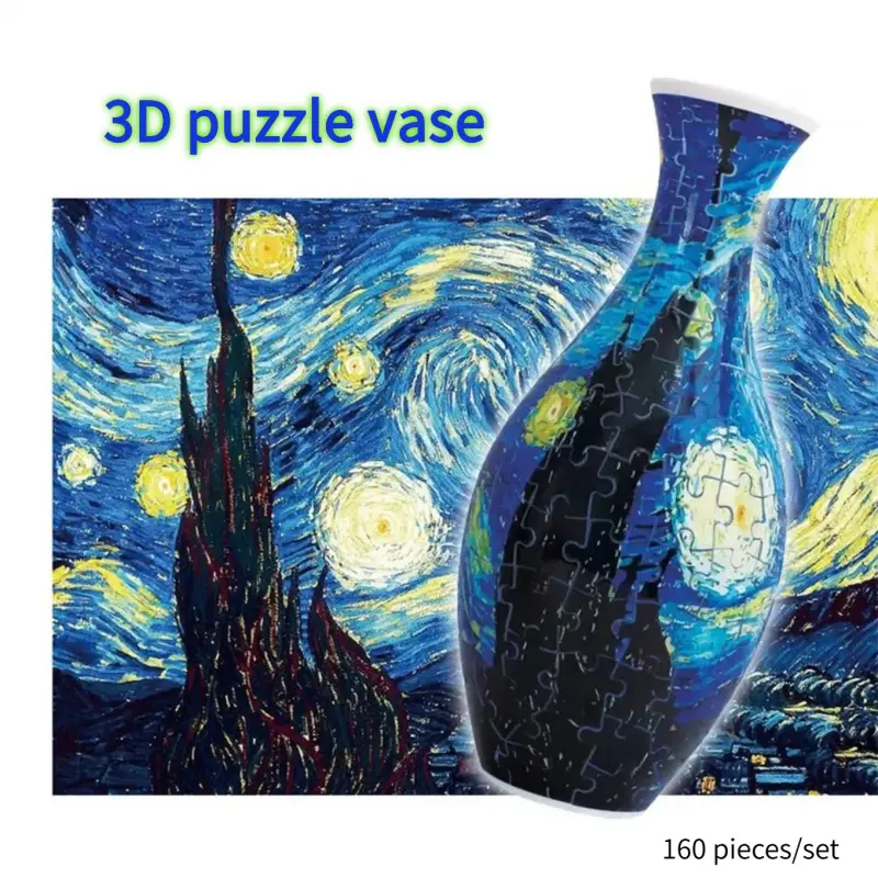 160 Curved Plastic Puzzle 3D Puzzlef Flower Vase DIY Arts Flower Arrangements 3D Art Puzzle Vase Housewarming Gift Puzzle Kit