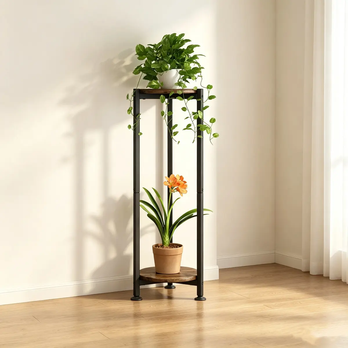 Plant Stand Indoor Corner Tall Metal Modern Flower Storage Plant Shelf Holder for Living Room Balcony Garden