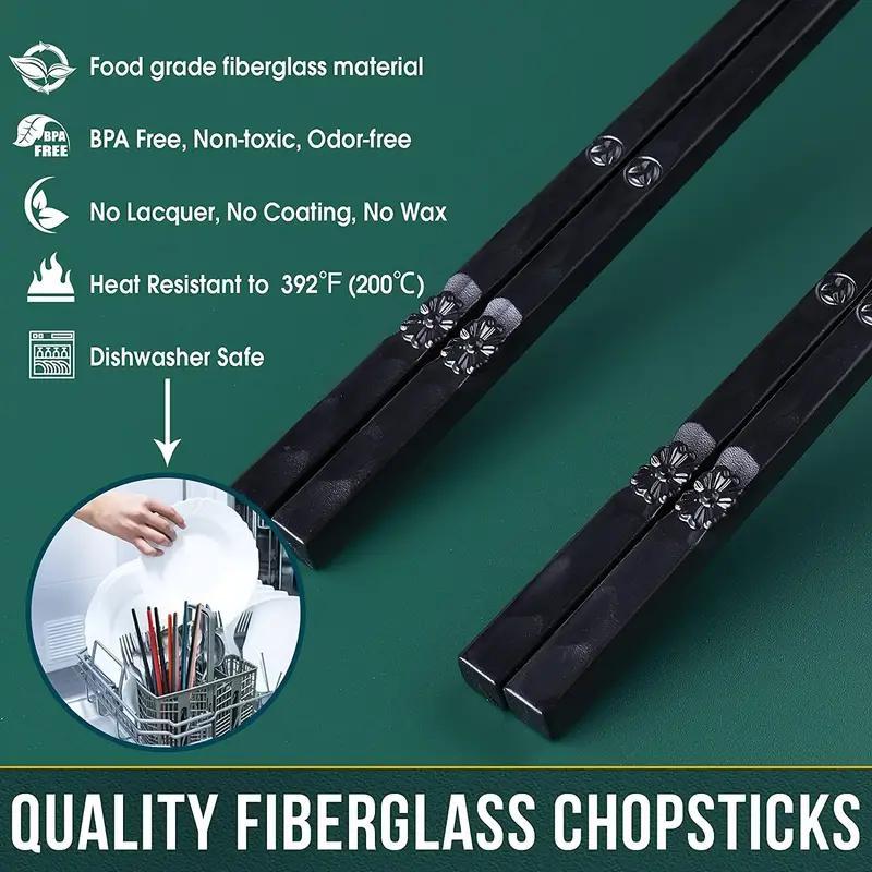 Random Color Reusable Chopsticks, 5 Pairs Modern Simple Non-slip Durable Chopsticks, Dishwasher Safe Chopsticks, Household Tableware for Kitchen Dining Room, Cutlery