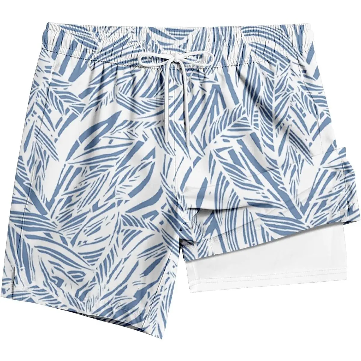 Men's 5" Quick Dry Swimsuit Shorts with Compression Liner, Adjustable Fit, Elastic Waistband, Zipper Pocket, Convenient Inner Pockets, All-Season Board Shorts, 5 Inch