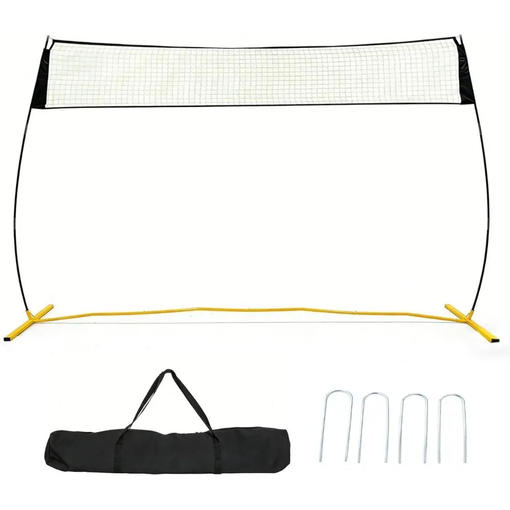Unisex 12ft Width Volleyball Net - Portable Freestanding System with Fiber Glass Poles, Arched Base, Quick Setup, Height Adjustability, Sturdy Build for Backyard Play, Indoor/Outdoor Training, Volleyball Equipment, Nets, All Ages, Bag‑And‑Go Carry