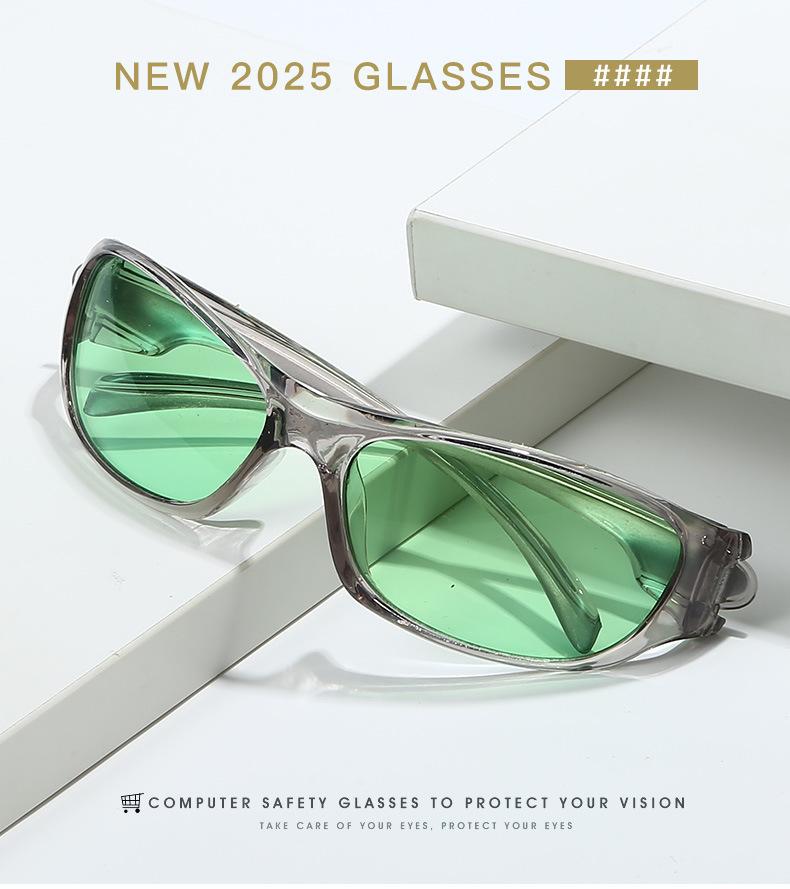 Vintage Unisex Y2K Green Translucent Sports Wrap Sunglasses Festival Outdoor Trendy Protective Eyewear Lightweight Durable Stylish Frames