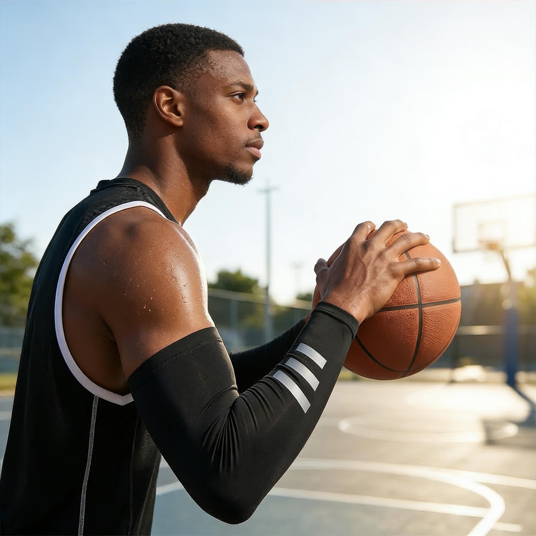 4 Pairs Sun Protection UV Arm Sleeves, Cooling Compression Arm Covers, Anti-Slip Breathable Polyester Sleeves for Cycling & Outdoor Activities