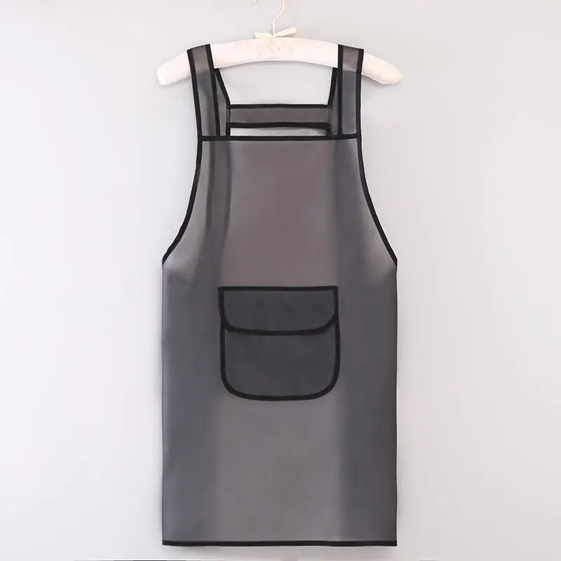 Clear TPU Apron, Waterproof & Oil-proof Apron with Pocket, Kitchen Cooking & Cleaning Apron, Cooking Apron for Home Kitchen, Aprons With Pockets