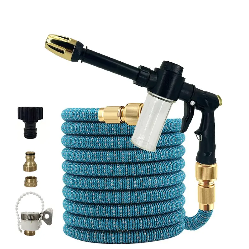Expandable Magic Garden Hose Set, Long Rod High Pressure Foam Water Gun, Complete Connector Kit for Car Wash & Garden Watering, Garden Hose Connectors
