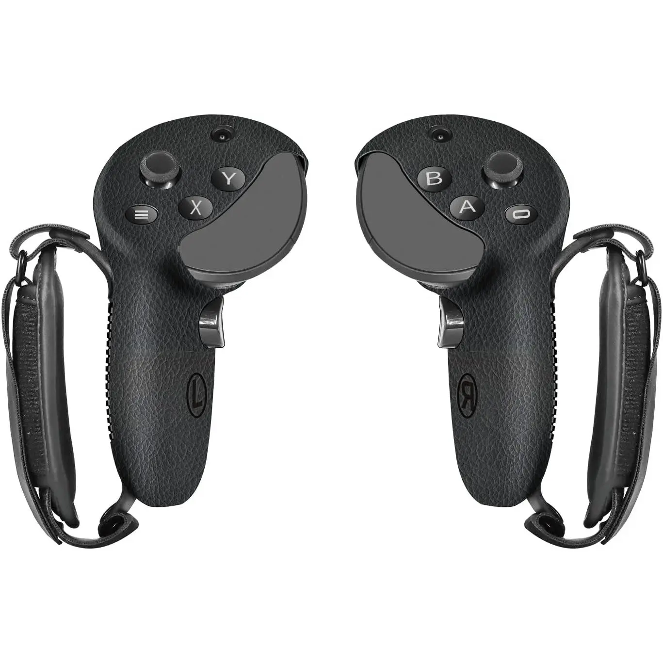 Silicon Pro Gamepad Grips for VR Devices - Synthetic PU Leather Cushioned Pads, Adjustable Strap, Anti-Drop Design, Dock Charge Compatible, Hole Position Precision, Black Controller Accessories with Manufacturer Warranty