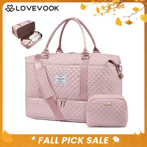LOVEVOOK Weekender Bag Travel Duffel Bag with Shoe Compartment and Toiletry Bag for Women, Carry on Overnight Bag.Christmas Gift Ideas, outdoorfun