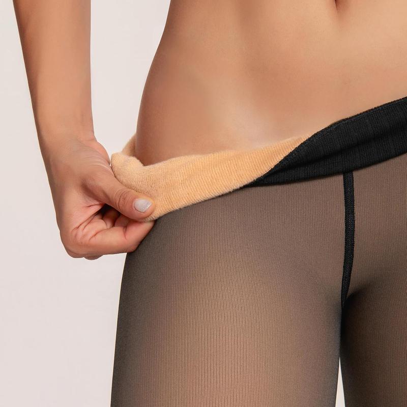 KatchMe Women's Minimalist High Waist Seamless Stretchy Fleece Tights Pantyhose,Versatile Pantyhose for Daily Wear Outdoor, Streetwear Outfits