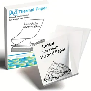 90/190 sheets of thermal paper, continuously folded, for A4 portable printers. This thermal paper is compatible with portable A4 thermal printers, measures 8.26 × 11.69 inches, and is suitable for use in schools, homes, and offices.