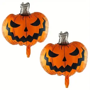 2-Pack 30-Inch Horror Pumpkin Foil Balloons, Aluminum Balloons, Perfect for Halloween Party Decor, Ideal for Haunted House and Barn Celebrations