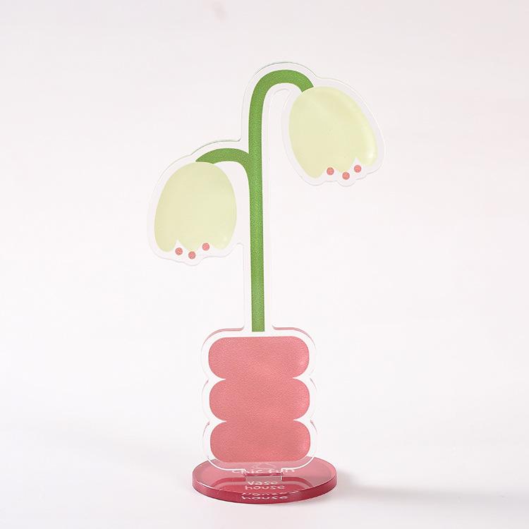 3PCS Acrylic Cute Cartoon Flower Sticky Note Clip Vertical Photo Stand Desktop Decoration for Office Home