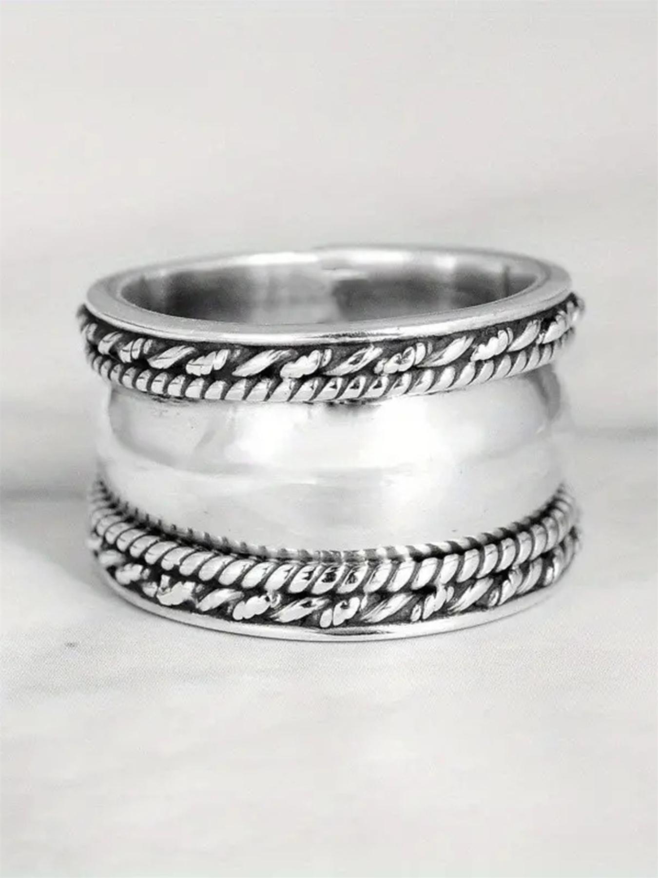 Vintage Style Braided Design Ring, Stackable Rings, Fashionable Jewelry, Fashion Accessories for Women & Girls, Simple Jewelry for Party, Daily Clothing Decor, Trendy All-match & Exquisite Jewelry for Birthday Gift