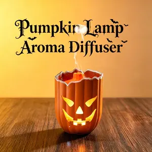 Halloween Pumpkin Shaped Aroma Diffuser, Ultrasonic Essential Oil Humidifier with Warm Light , with Remote Control, USB Portable Fragrance Diffuser for Room Decoration