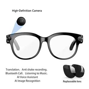 Ai Smart Glasses with HD Camera, Ai Photo Recognition, Video Recording, 290mah Battery, Unisex Fashion, Decorative Lens, PC Frame