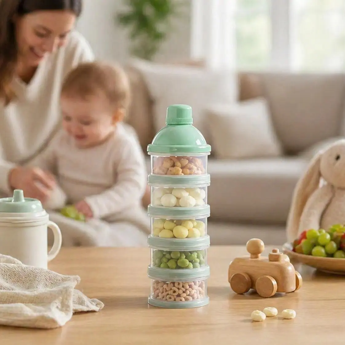 5-Layer Milk Powder Storage Container, Portable Travel Detachable Box, Baby Food Dispenser, Snack Organizer, Kitchen Storage Essentials for Home and Travel