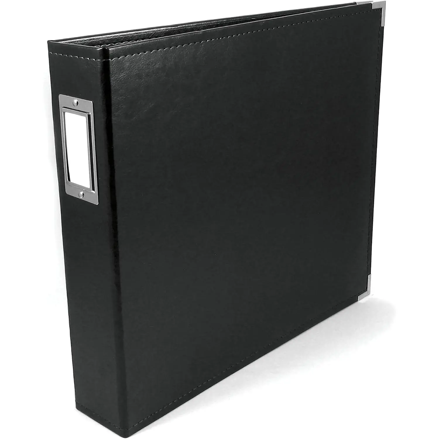 12x12 Photo Album - Faux Leather with 5 Page Protectors and Spine Label - Snag-Free D-Ring Scrapbooking Memory Album, Acid-Free, Black