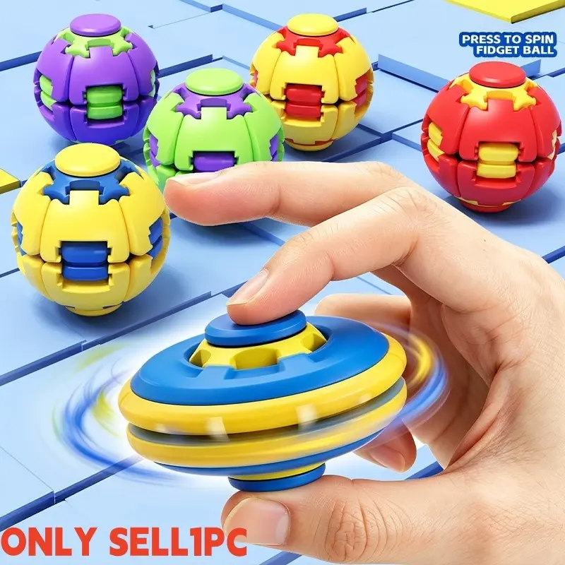 Pressable Deformable Rotation Stress Ball, Creative Finger Spinner Toy, Portable Time Killer, Desk Stress Relief, Multi-Color Options