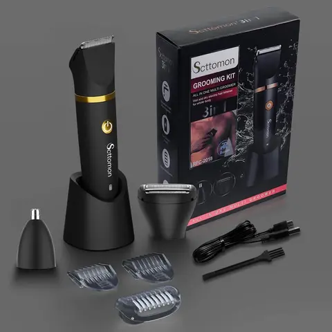 Men's Grooming Kit Electric Hair Trimmer Shaver Razor, Rechargeable Groin Hair Trimmer, Waterproof Body Hair Trimmer, Body Hair Trimming, 3 Interchangeable Blades, Valentine Gift, USB Rechargeable Trimmer, Cordless Rechargeable Trimmer